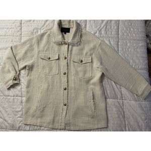 Sweet Rain Tweed Shacket Shirt Jacket White Gold Shimmer Accent
